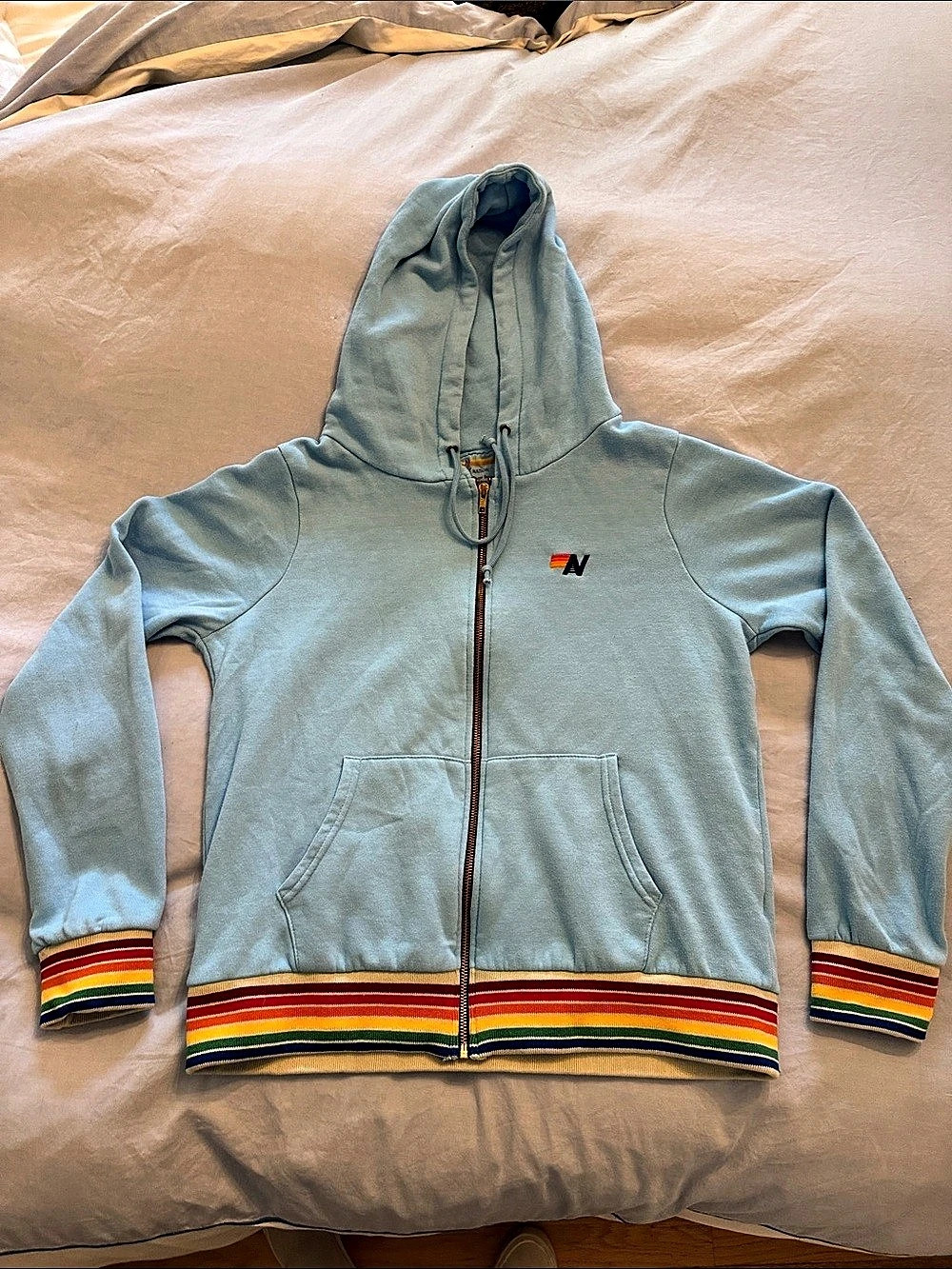 Aviator Nation 5 Stripe Zip Hoodie Blue M